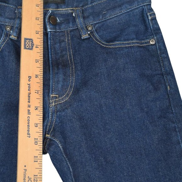 Uniqlo Selvedge Jeans 28x34 Dark Wash Slim Fit Raw Edge Minimalist Core - Picture 8 of 11